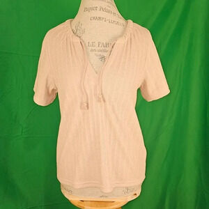 NWT Madewell‎ Womens Light Pink Pointelle Tie Neck Tunic Top XS